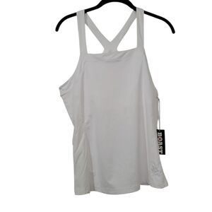 BOAST Court Women's White Embroidered Racerback Tennis Tank Top Size L